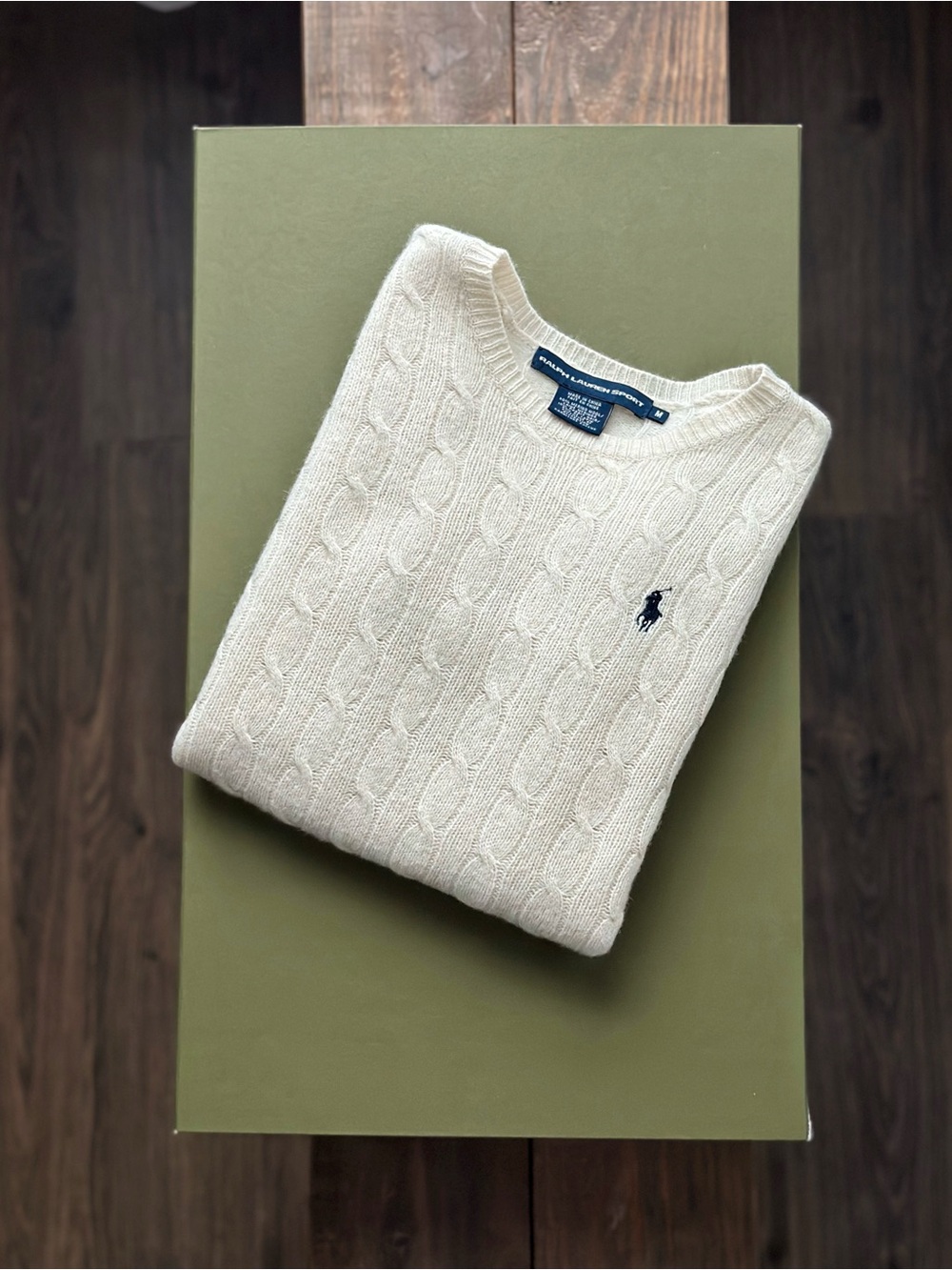 Ralph Lauren Merino Wool Cable Knit Sweater Women’s M Fits XS Cream Fair